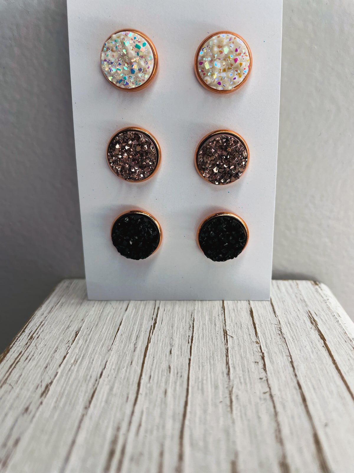 Rose Gold Stud Trio Earring Set